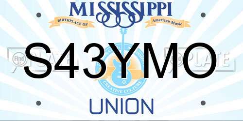 S43YMO Mississippi License Plate