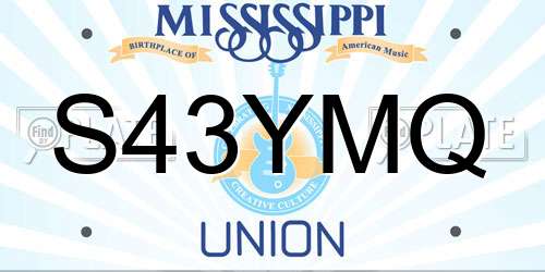 S43YMQ Mississippi License Plate
