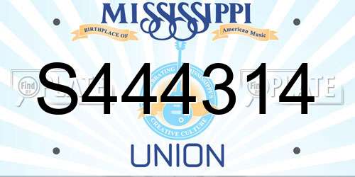 S444314 Mississippi License Plate