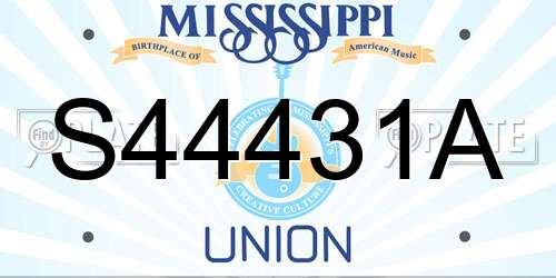 S44431A Mississippi License Plate