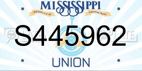 S445962 Mississippi License Plate