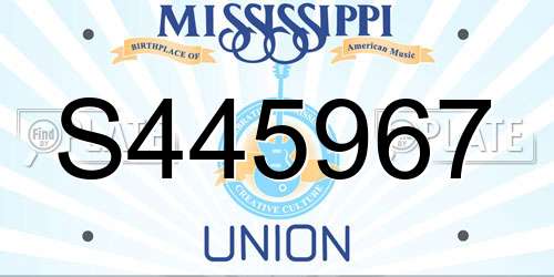 S445967 Mississippi License Plate