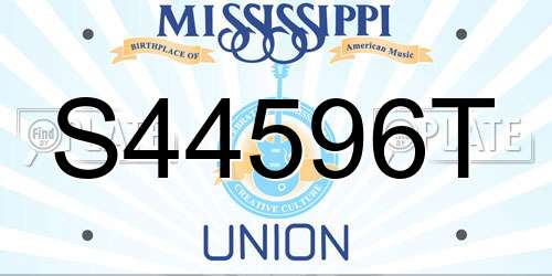 S44596T Mississippi License Plate