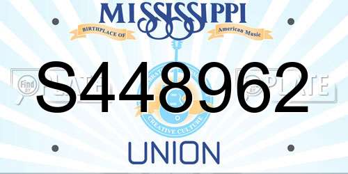 S448962 Mississippi License Plate