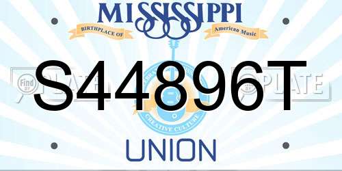 S44896T Mississippi License Plate