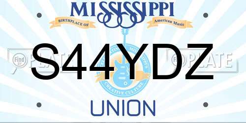 S44YDZ Mississippi License Plate