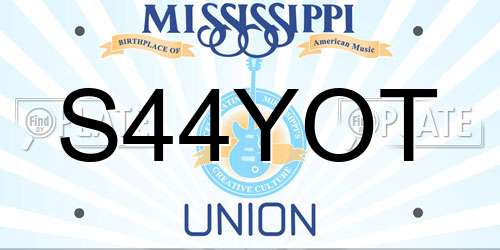 S44YOT Mississippi License Plate