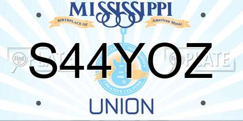 S44YOZ Mississippi License Plate