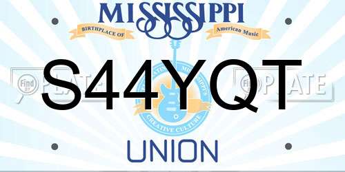 S44YQT Mississippi License Plate
