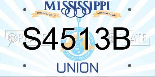 S4513B Mississippi License Plate