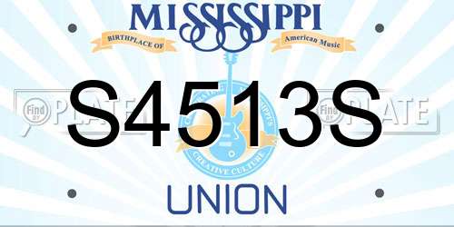 S4513S Mississippi License Plate