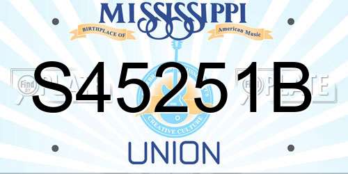 S45251B Mississippi License Plate