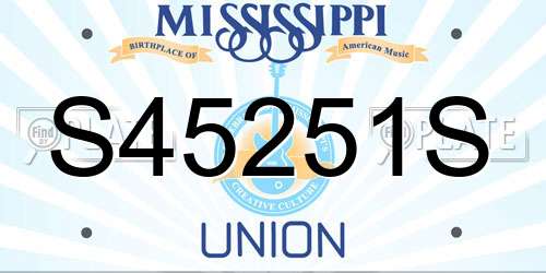 S45251S Mississippi License Plate