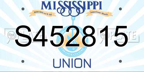 S452815 Mississippi License Plate
