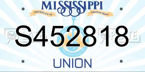S452818 Mississippi License Plate