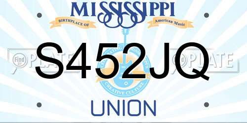 S452JQ Mississippi License Plate