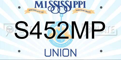S452MP Mississippi License Plate
