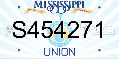 S454271 Mississippi License Plate