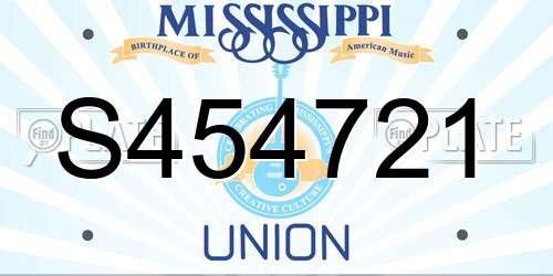 S454721 Mississippi License Plate