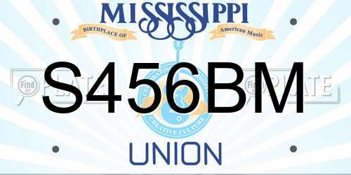 S456BM Mississippi License Plate