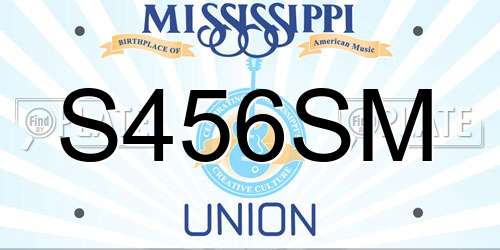 S456SM Mississippi License Plate