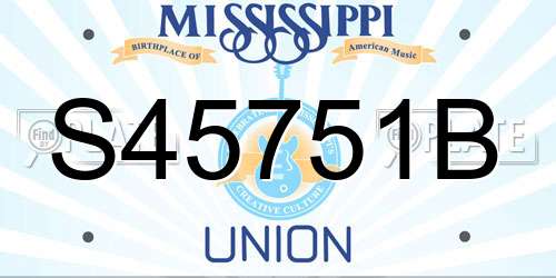 S45751B Mississippi License Plate