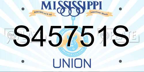 S45751S Mississippi License Plate