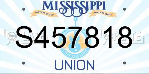 S457818 Mississippi License Plate