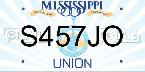 S457JO Mississippi License Plate