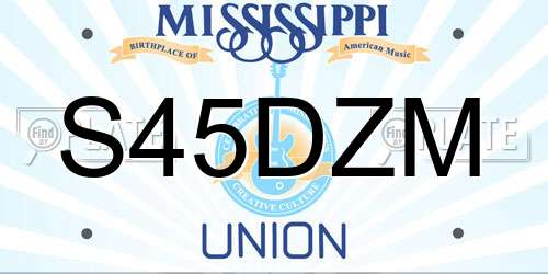 S45DZM Mississippi License Plate