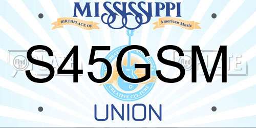 S45GSM Mississippi License Plate