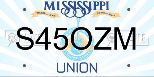 S45OZM Mississippi License Plate