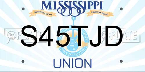 S45TJD Mississippi License Plate