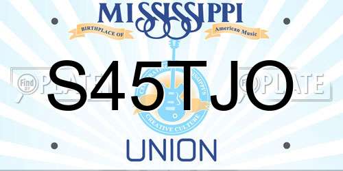 S45TJO Mississippi License Plate