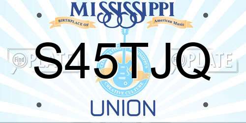 S45TJQ Mississippi License Plate