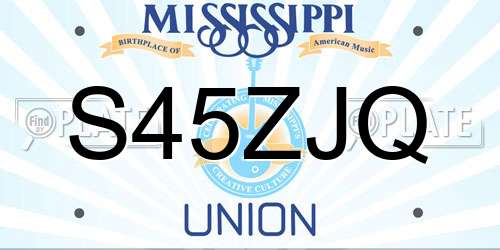 S45ZJQ Mississippi License Plate