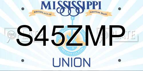 S45ZMP Mississippi License Plate
