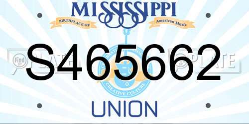 S465662 Mississippi License Plate