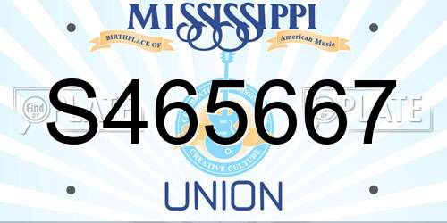 S465667 Mississippi License Plate