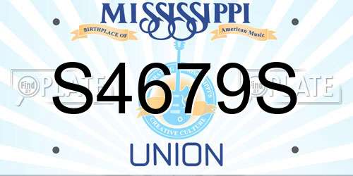 S4679S Mississippi License Plate