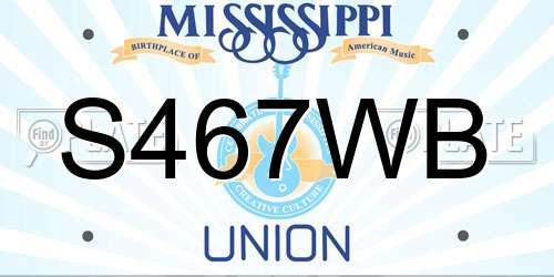 S467WB Mississippi License Plate