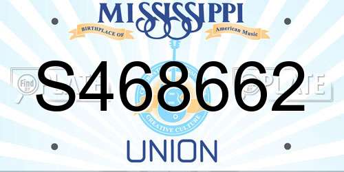 S468662 Mississippi License Plate