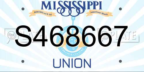 S468667 Mississippi License Plate