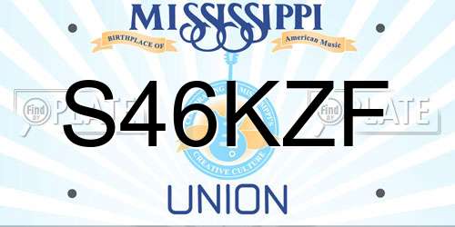 S46KZF Mississippi License Plate