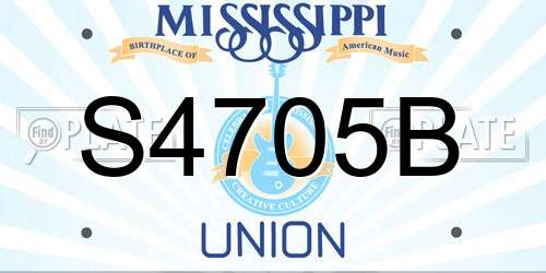 S4705B Mississippi License Plate