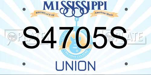 S4705S Mississippi License Plate