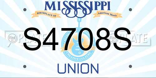 S4708S Mississippi License Plate