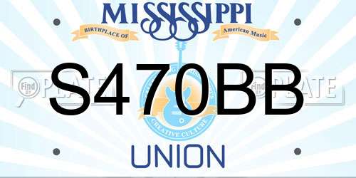 S470BB Mississippi License Plate