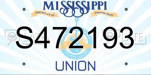 S472193 Mississippi License Plate
