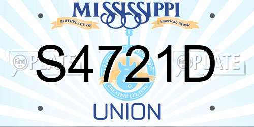 S4721D Mississippi License Plate
